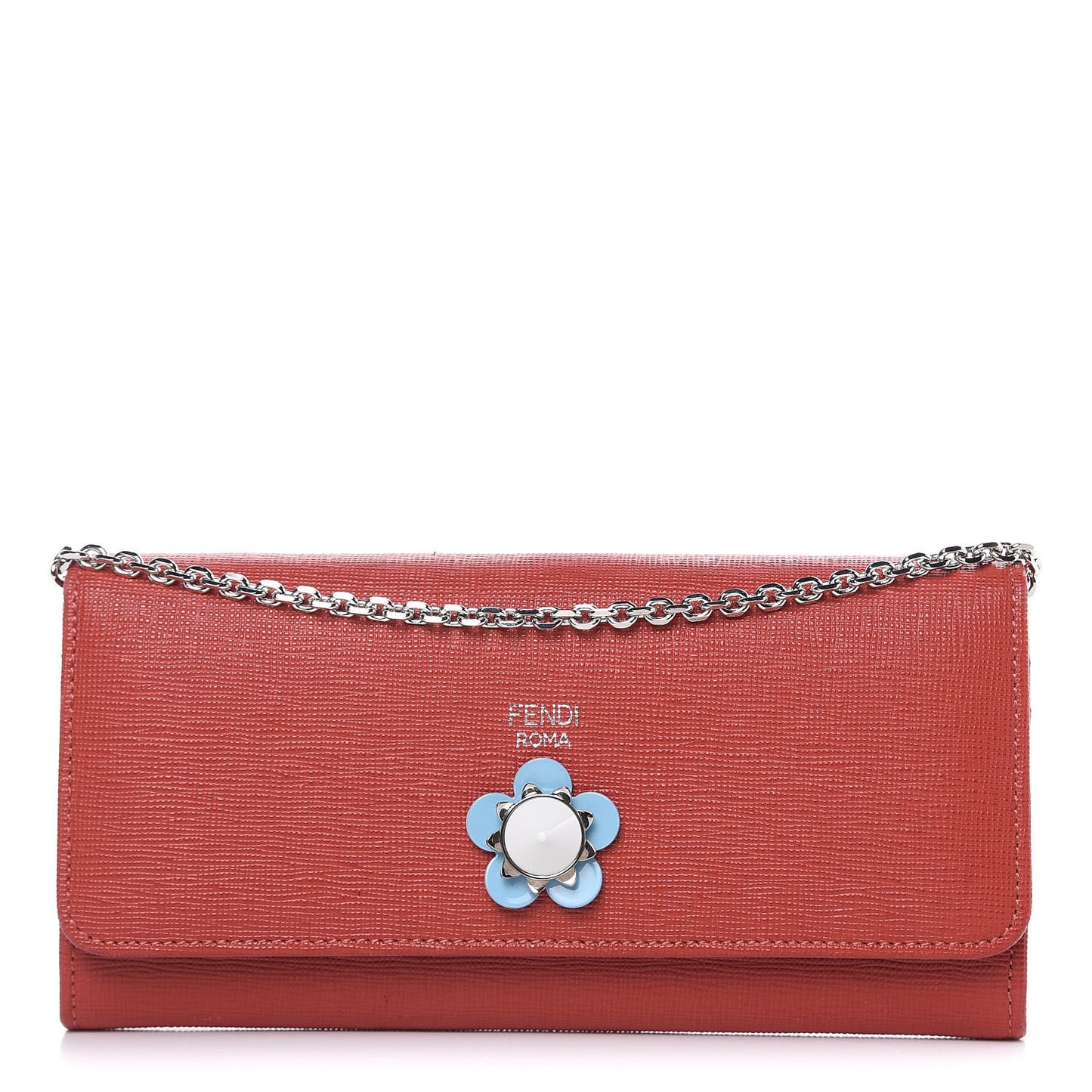 Vitello Elite Flowerland Continental Wallet On Chain Red