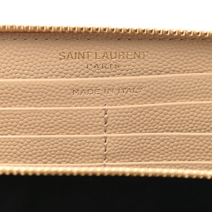 Saint Laurent Grain De Poudre Matelasse Chevron Monogram Zip Around Wallet Nude 6 of 6