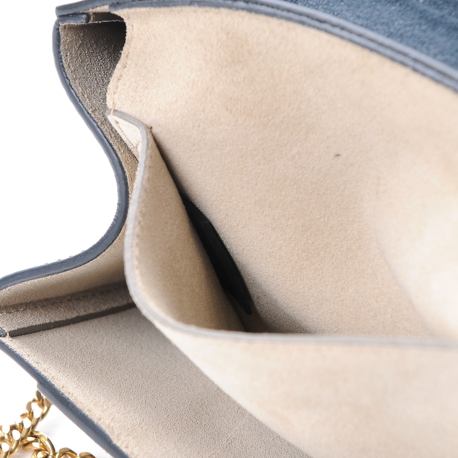 Chloe Suede Smooth Calfskin Studded Drew Shoulder Bag Full Blue 7 of 7