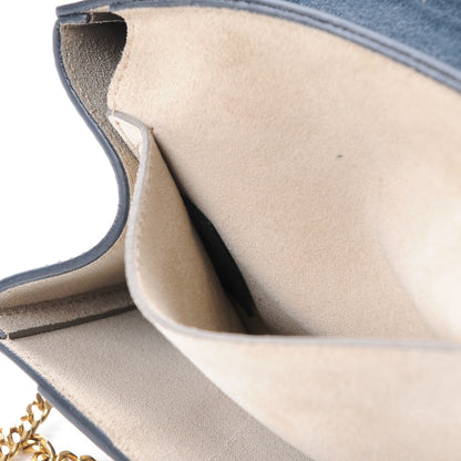 Chloe Suede Smooth Calfskin Studded Drew Shoulder Bag Full Blue 7 of 7