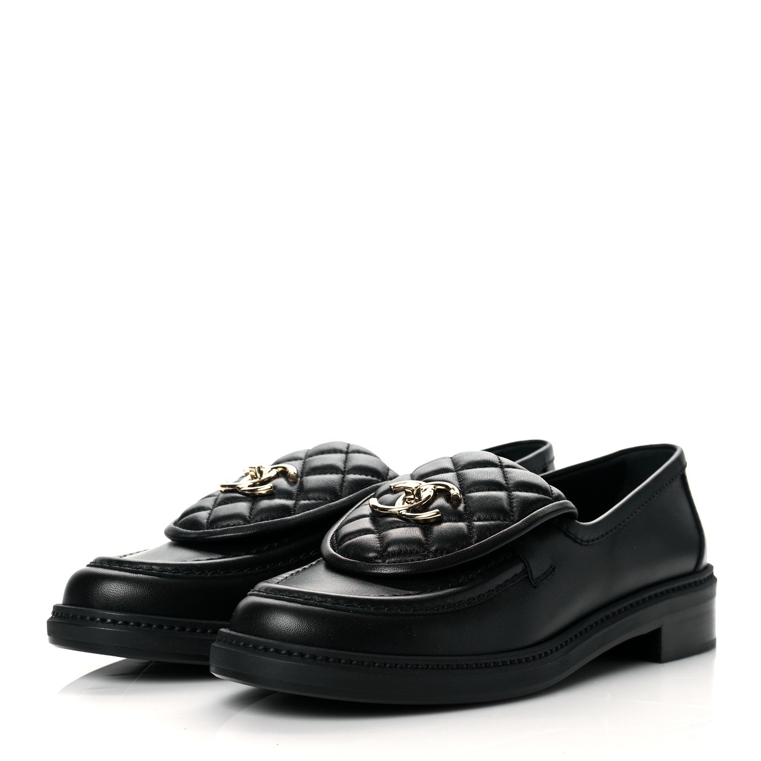 Chanel Lambskin Quilted CC Turnlock Loafers 39 Black 3 of 10