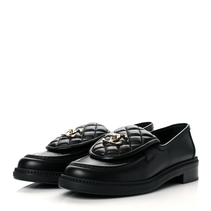Chanel Lambskin Quilted CC Turnlock Loafers 39 Black 3 of 10