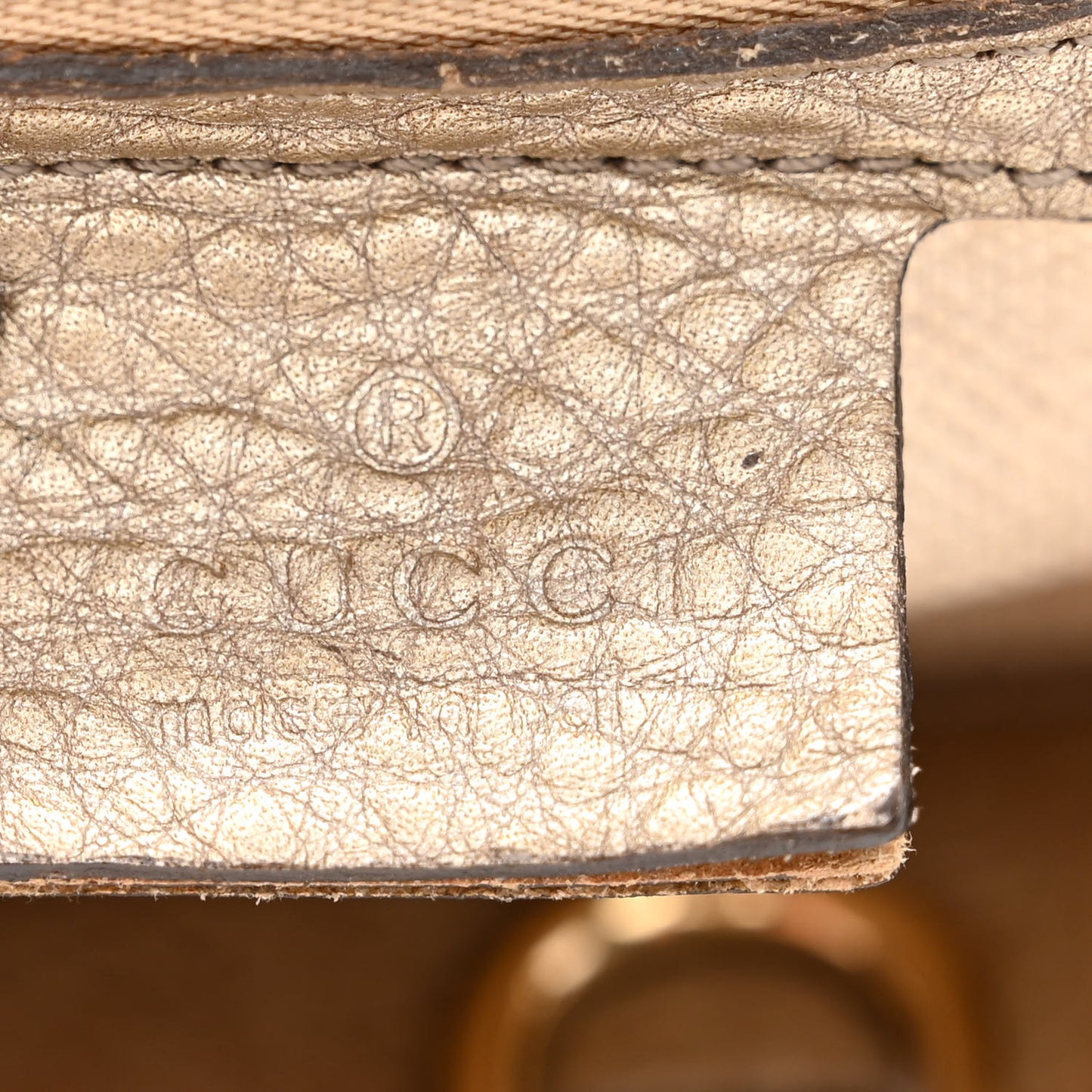 Metallic Pebbled Calfskin Medium Soho Chain Shoulder Bag Golden Beige