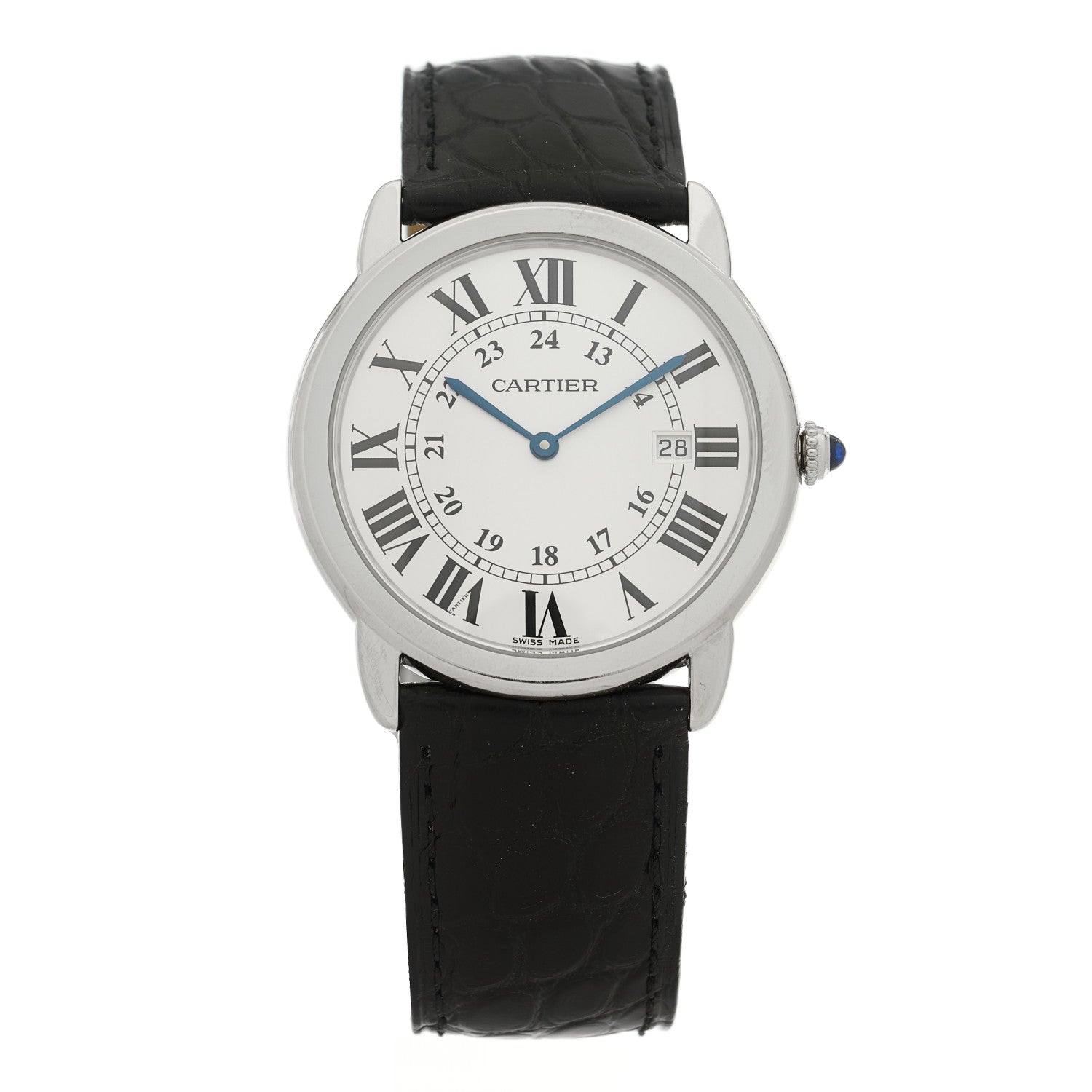 Cartier Stainless Steel Alligator 36mm Ronde Solo Quartz Watch 1 of 4
