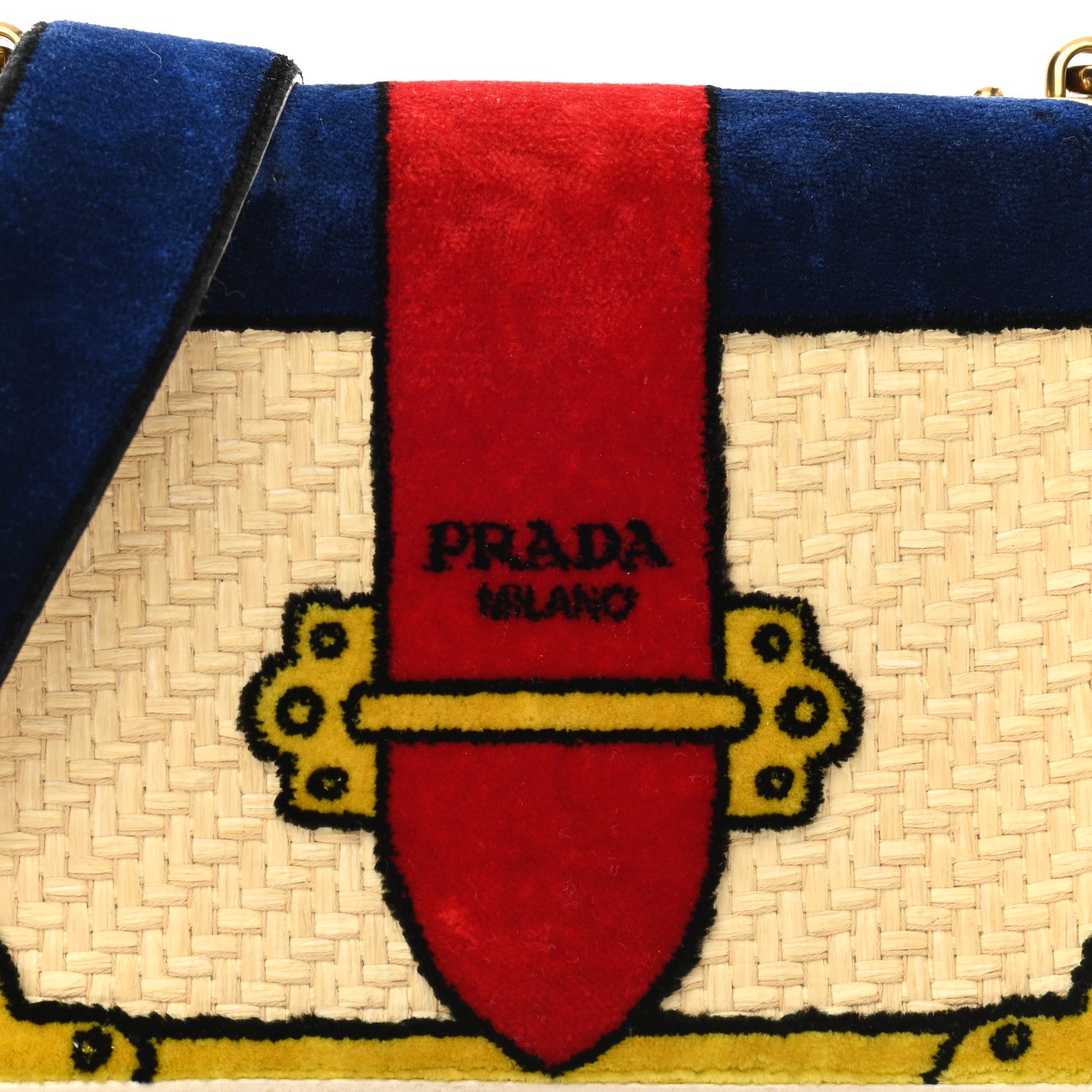 Prada Velvet Straw Cahier Shoulder Bag Naturale Talco 7 of 12