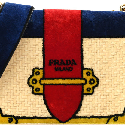 Prada Velvet Straw Cahier Shoulder Bag Naturale Talco 7 of 12