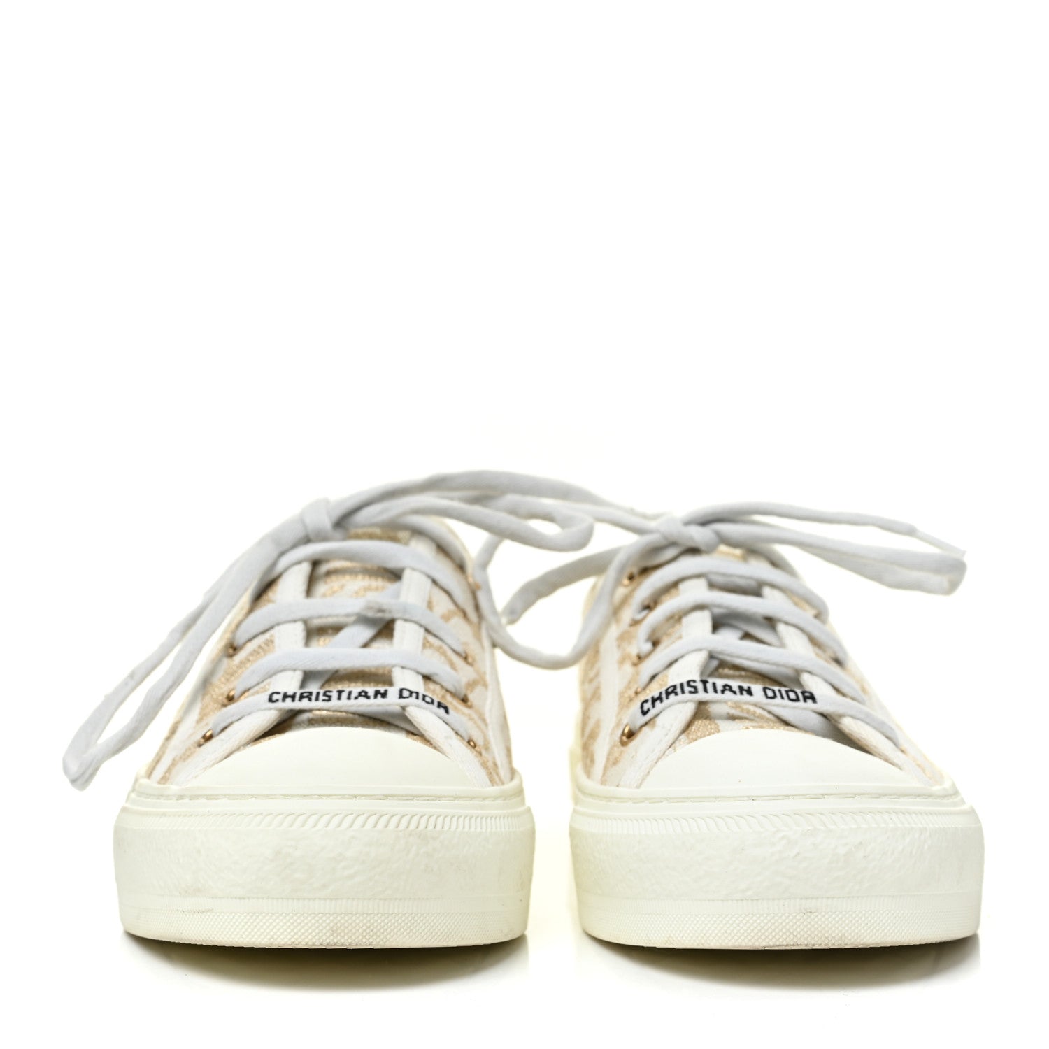 Christian Dior Canvas Oblique Walk'N'Dior Low Top Sneakers 38 Gold 2 of 14