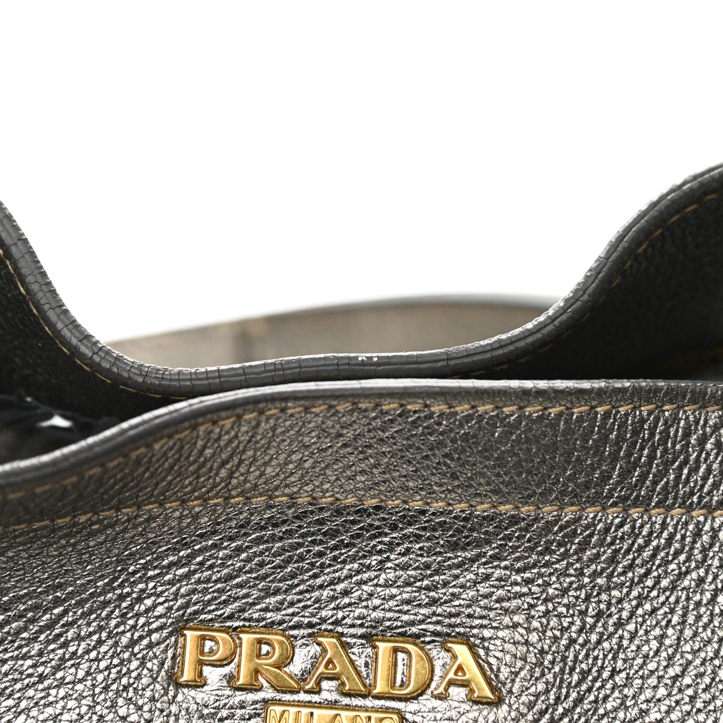 Metallic Vitello Daino Side Pocket Tote Bag Acciaio