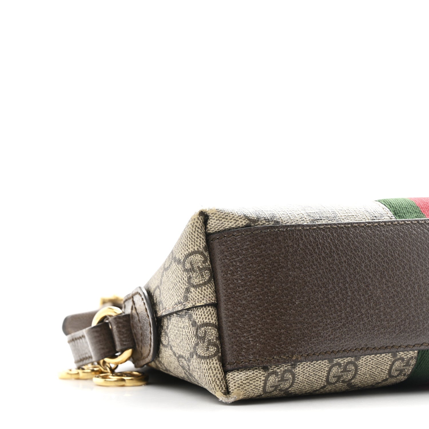 Gucci GG Supreme Monogram Textured Dollar Calfskin Web Small Ophidia Dome Shoulder Bag Beige Ebony New Acero 9 of 12