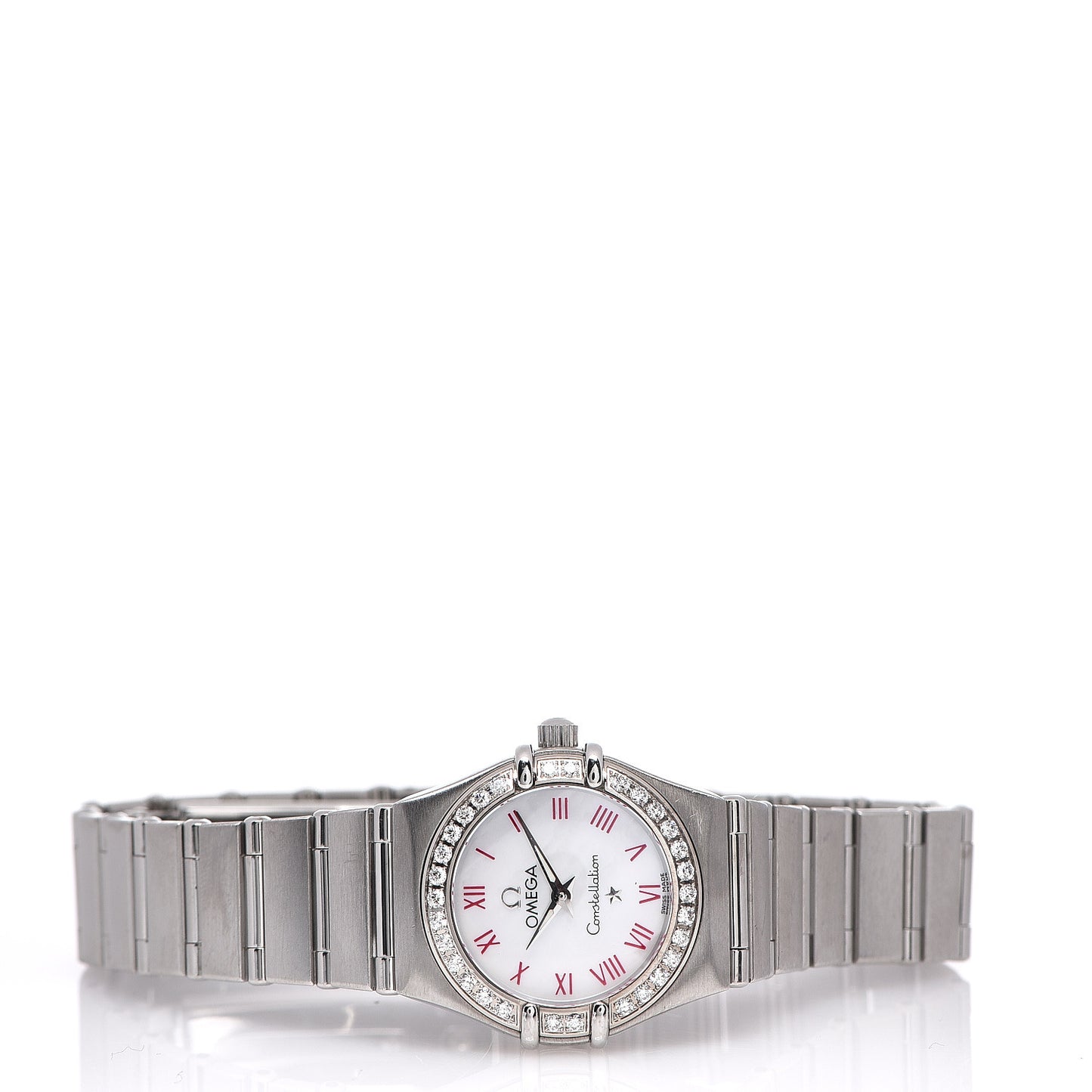 Stainless Steel Diamond Bezel Mother of Pearl 23mm Constellation Quartz Watch Pink 1466.63