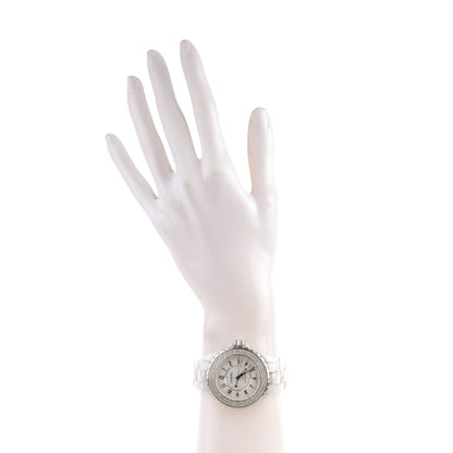 Chanel Stainless Steel Ceramic Diamond Pave Bezel 38mm J12 Automatic Watch White 2 of 7