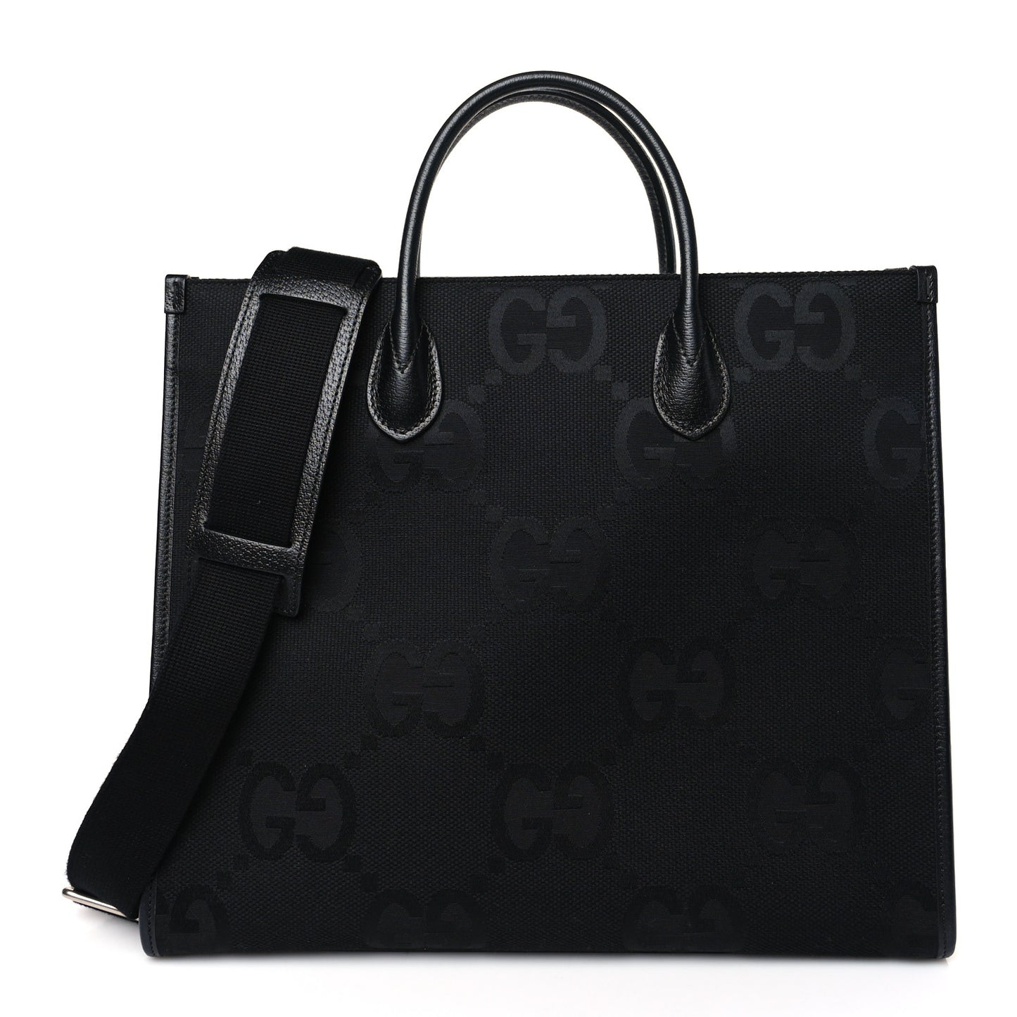 Monogram Jumbo GG Textured Dollar Calfskin Tote Bag Black