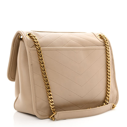 Saint Laurent Lambskin Matelasse Monogram Medium Niki Chain Satchel Dark Beige 3 of 11