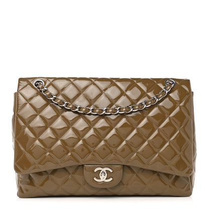 Chanel Patent Quilted Maxi Single Flap Brown 1 of 17