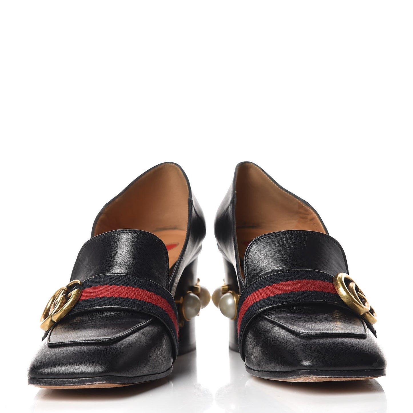 Malaga Kid Web Pearl Embellished Peyton 75mm Loafer Pumps 36.5 Black