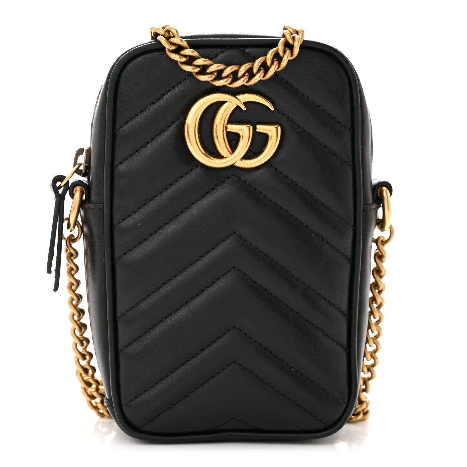Gucci Calfskin Matelasse Mini GG Marmont Crossbody Bag Black 1 of 10