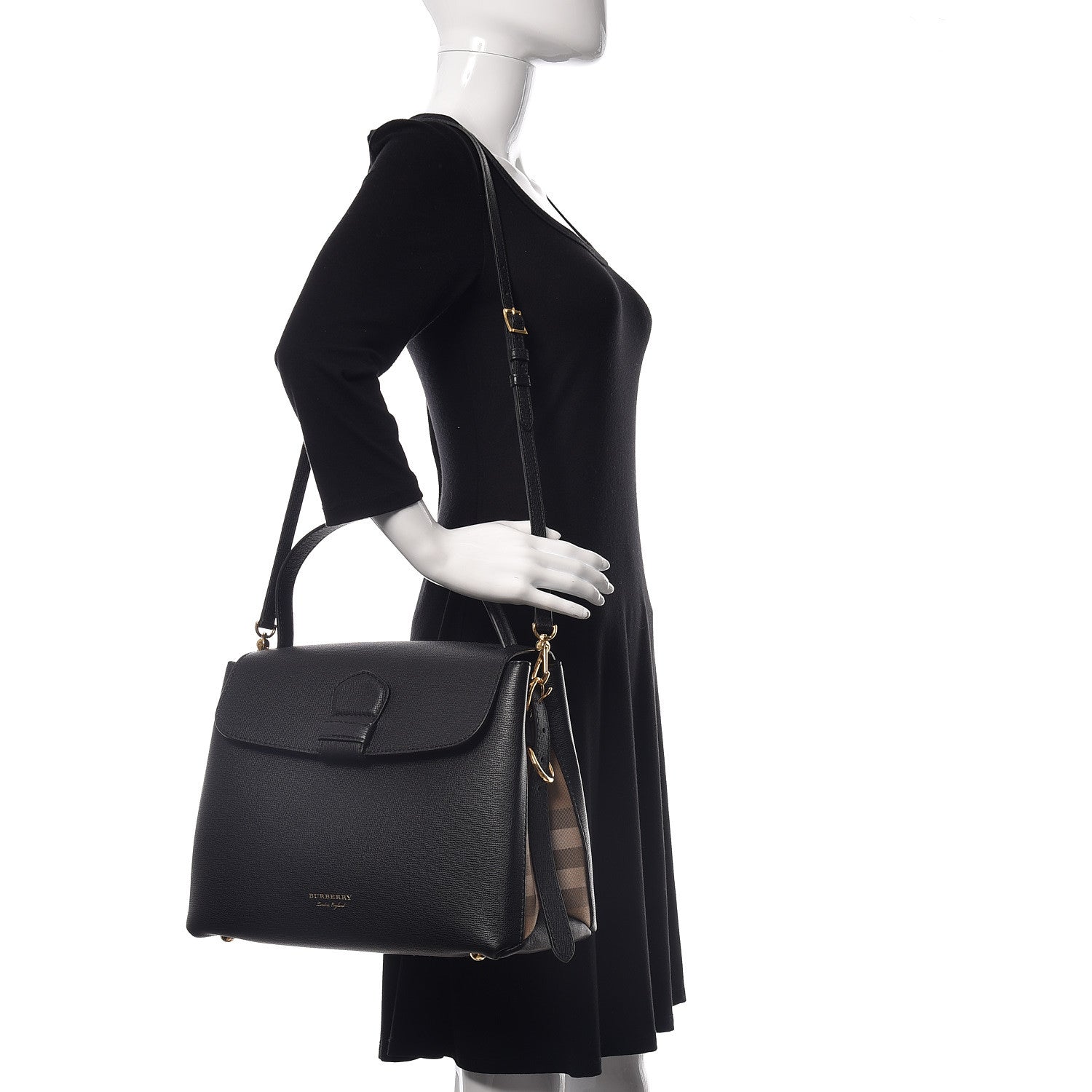 Burberry Derby Calfskin House Check Medium Camberley Black 2 of 11