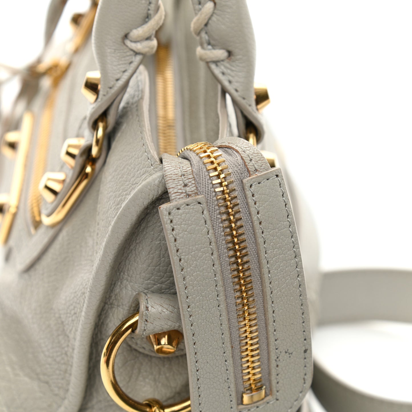 Chevre Gold Metallic Edge Hardware Mini City Gris Glace