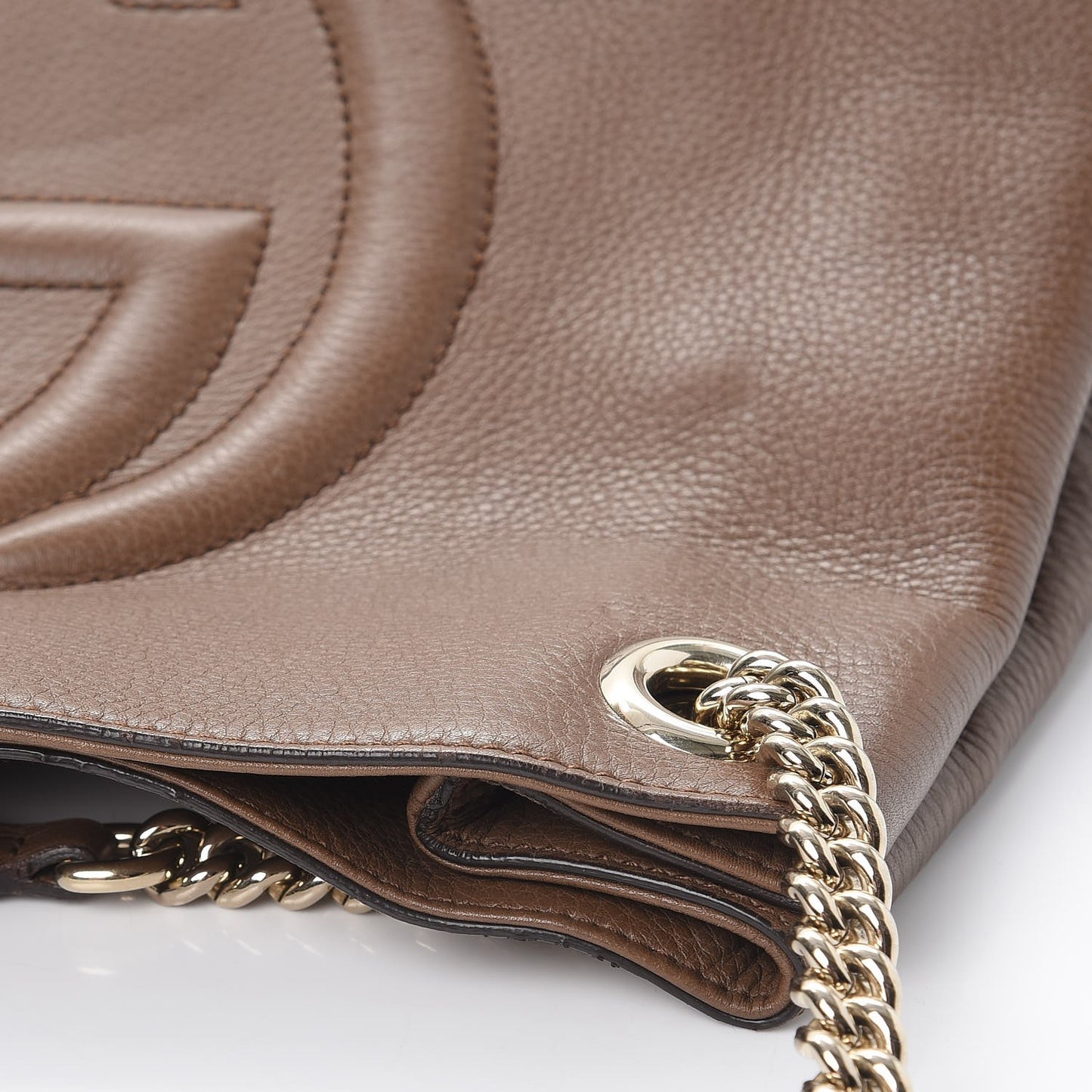Pebbled Calfskin Medium Soho Chain Shoulder Bag Maple Brown
