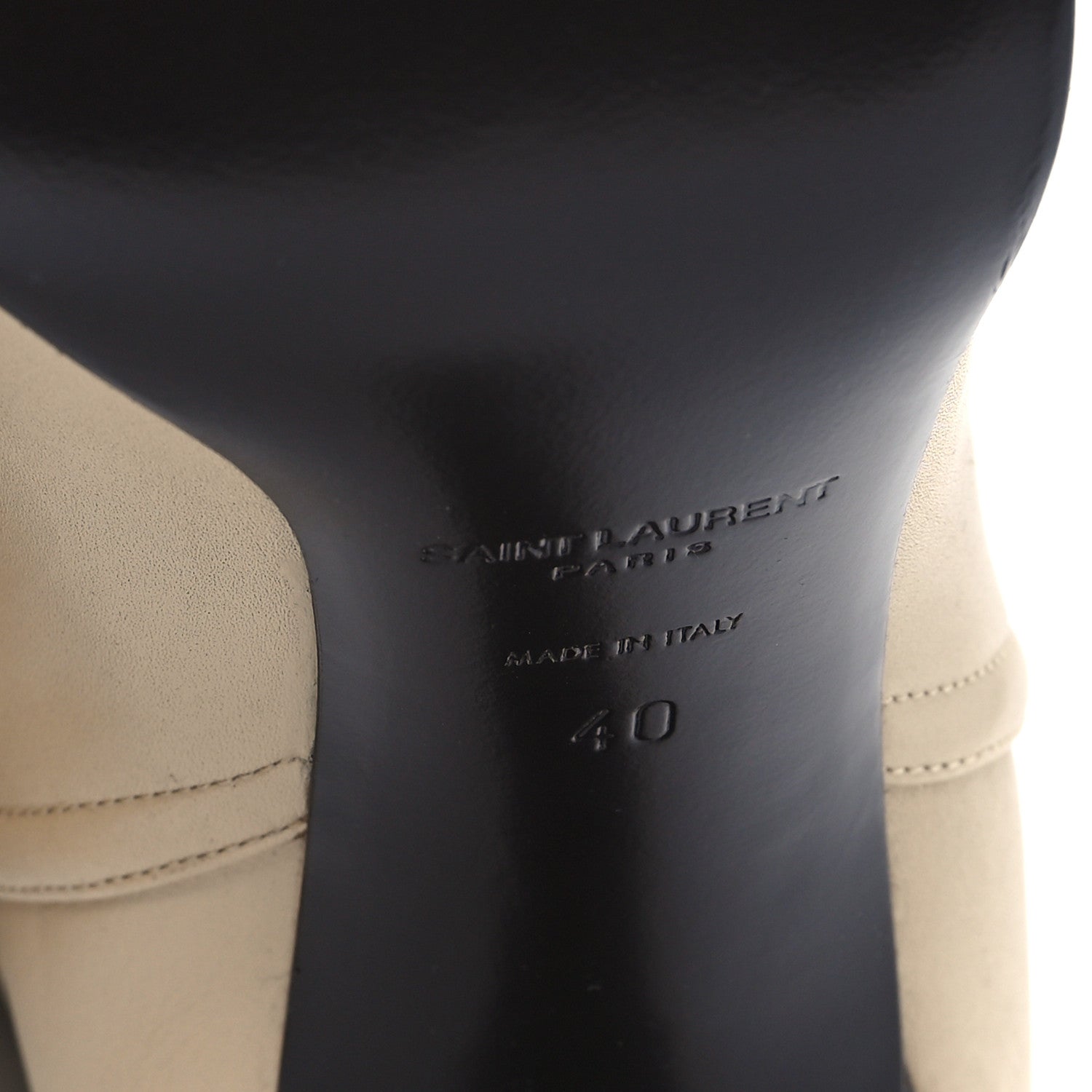 Saint Laurent Calfskin Jane Knee High 90 Boots 40 Beige 6 of 8