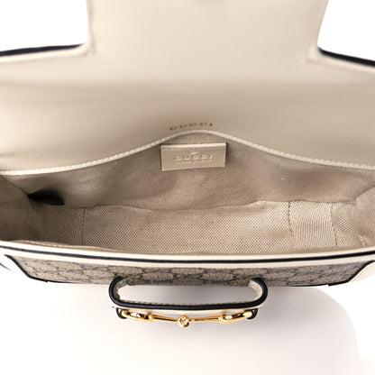 Gucci GG Supreme Monogram Web Mini Horsebit 1955 Shoulder Bag Beige Mystic White 5 of 13