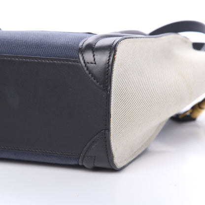 Celine Natural Canvas Smooth Calfskin Nano Luggage Navy 9 of 13