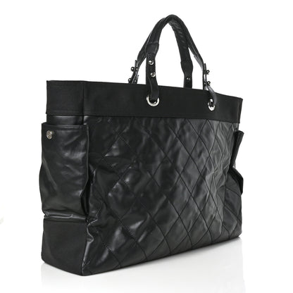 Chanel Coated Canvas Stitched XL Paris Biarritz Tote Black 4 of 13