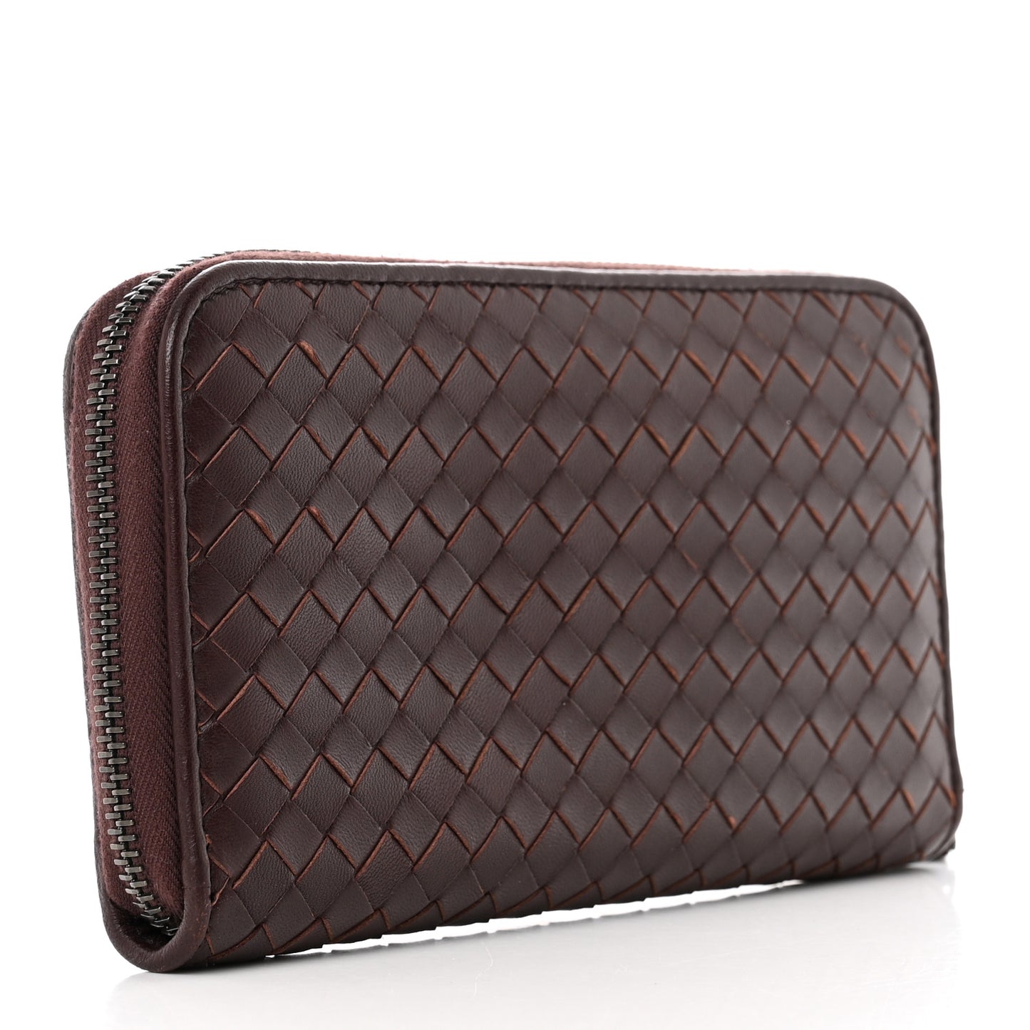 Nappa Intrecciato Zip Around Wallet Aubergine