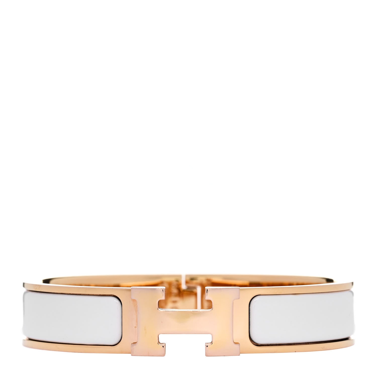 Hermes Enamel Narrow Clic Clac H Bracelet GM White 1 of 4