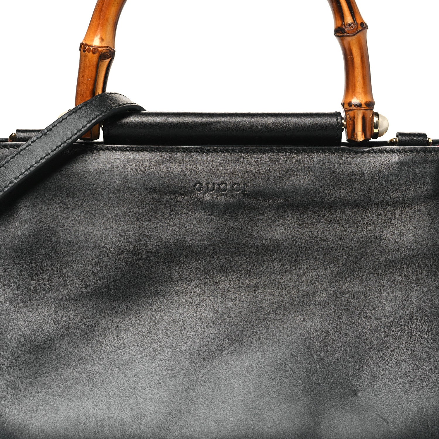 Gucci Nappa Bamboo Web Small Nymphaea Top Handle Bag Black 8 of 10