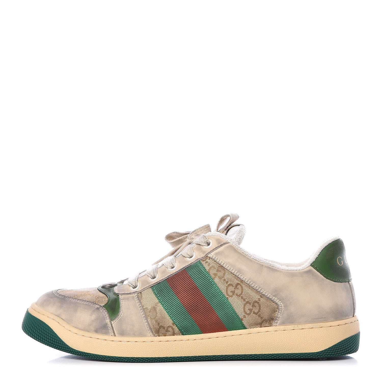 Gucci GG Monogram Nubuck Web Mens Screener Sneakers 9 New Sand Dusty Milk Vintage Green 1 of 9