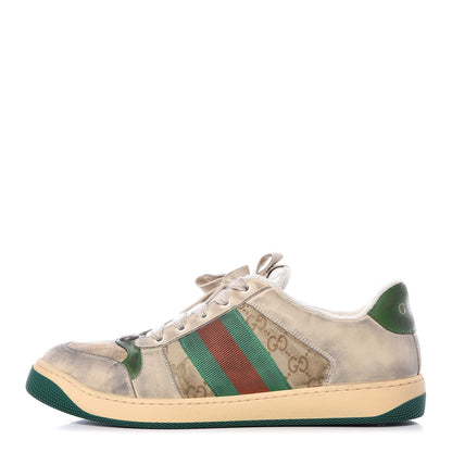 Gucci GG Monogram Nubuck Web Mens Screener Sneakers 9 New Sand Dusty Milk Vintage Green 1 of 9