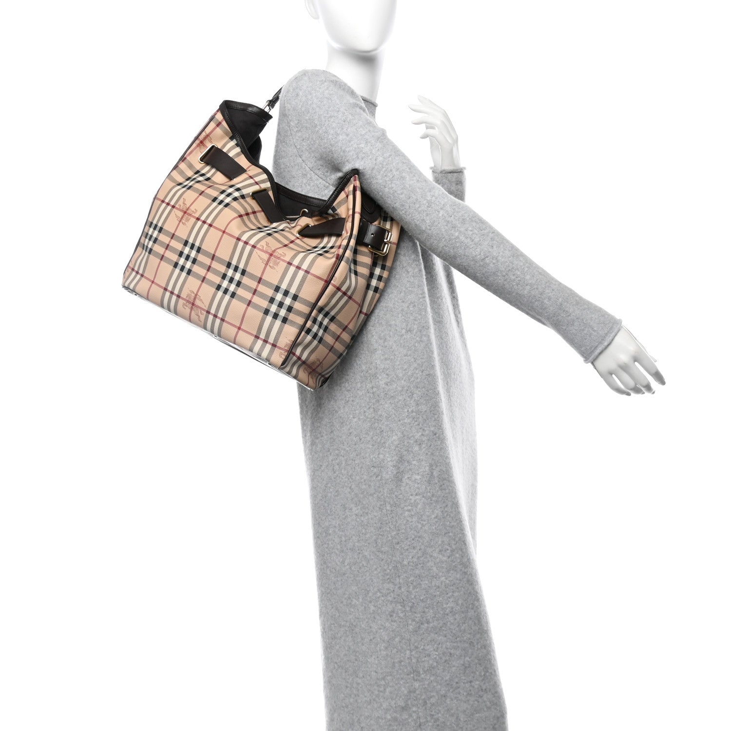 Burberry Haymarket Check Medium Walden Belted Hobo Chocolate 2 of 12