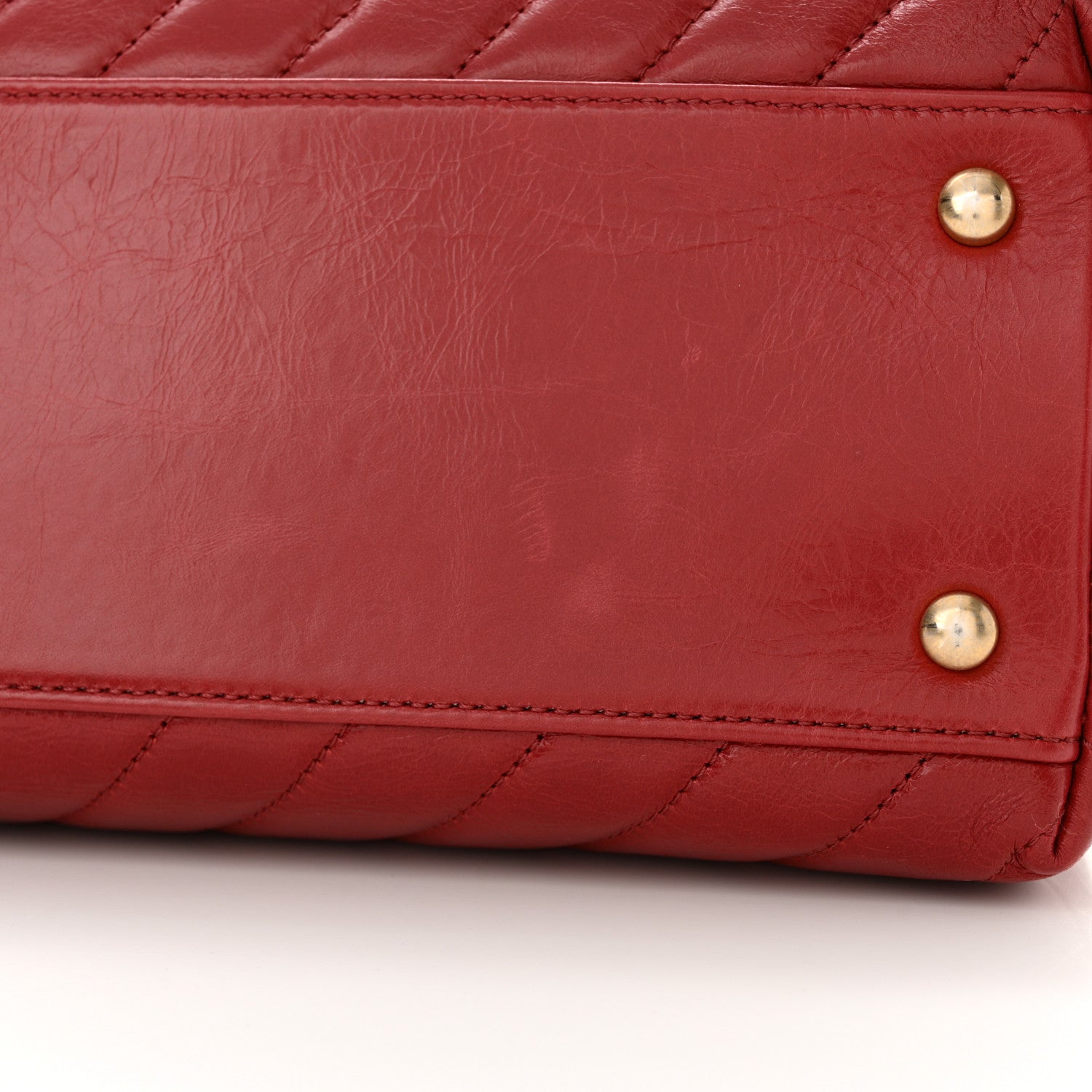 Chanel Aged Calfskin Chevron Quilted Large Coco Handle Flap Red 16 of 16