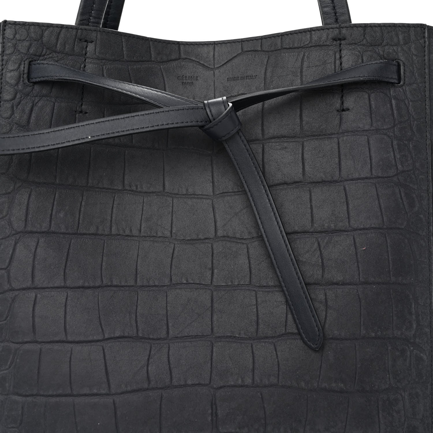 Celine Nubuck Crocodile Embossed Medium Belt Cabas Phantom Navy Blue 13 of 16