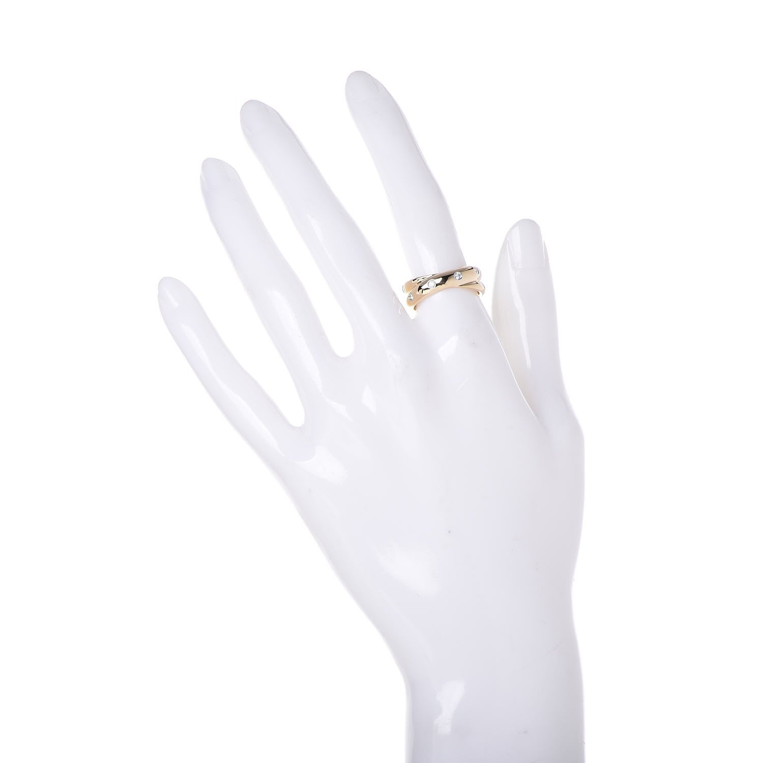 Tiffany 18K Yellow Gold Platinum Diamond Etoile Twist Band Ring 53 6.25 2 of 6