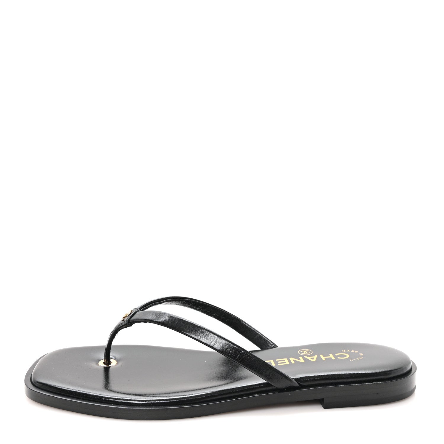 Chanel Goatskin CC Times Square Thong Sandals 37 Black 1 of 10