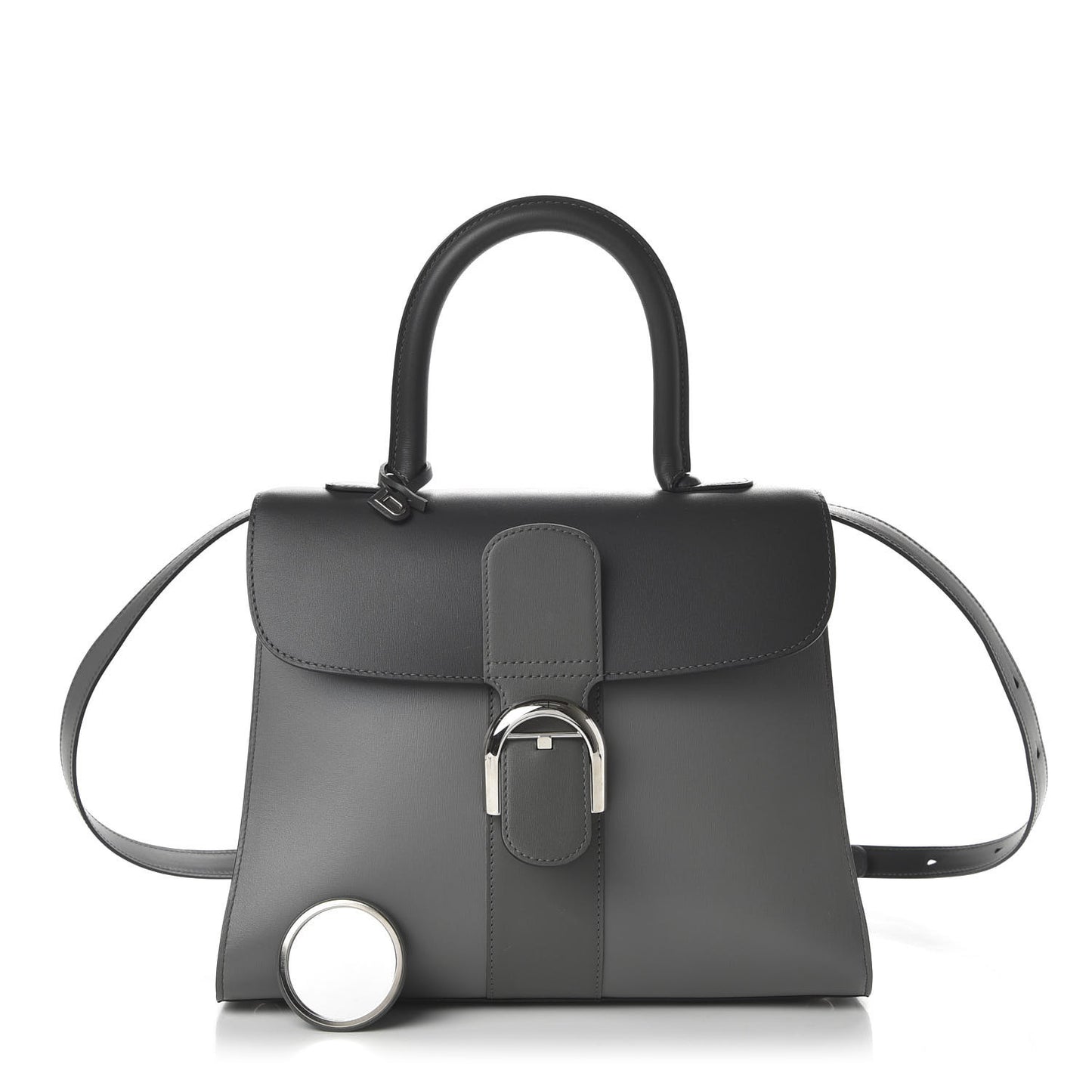 Box Calfskin Brillant MM Satchel Dark Grey