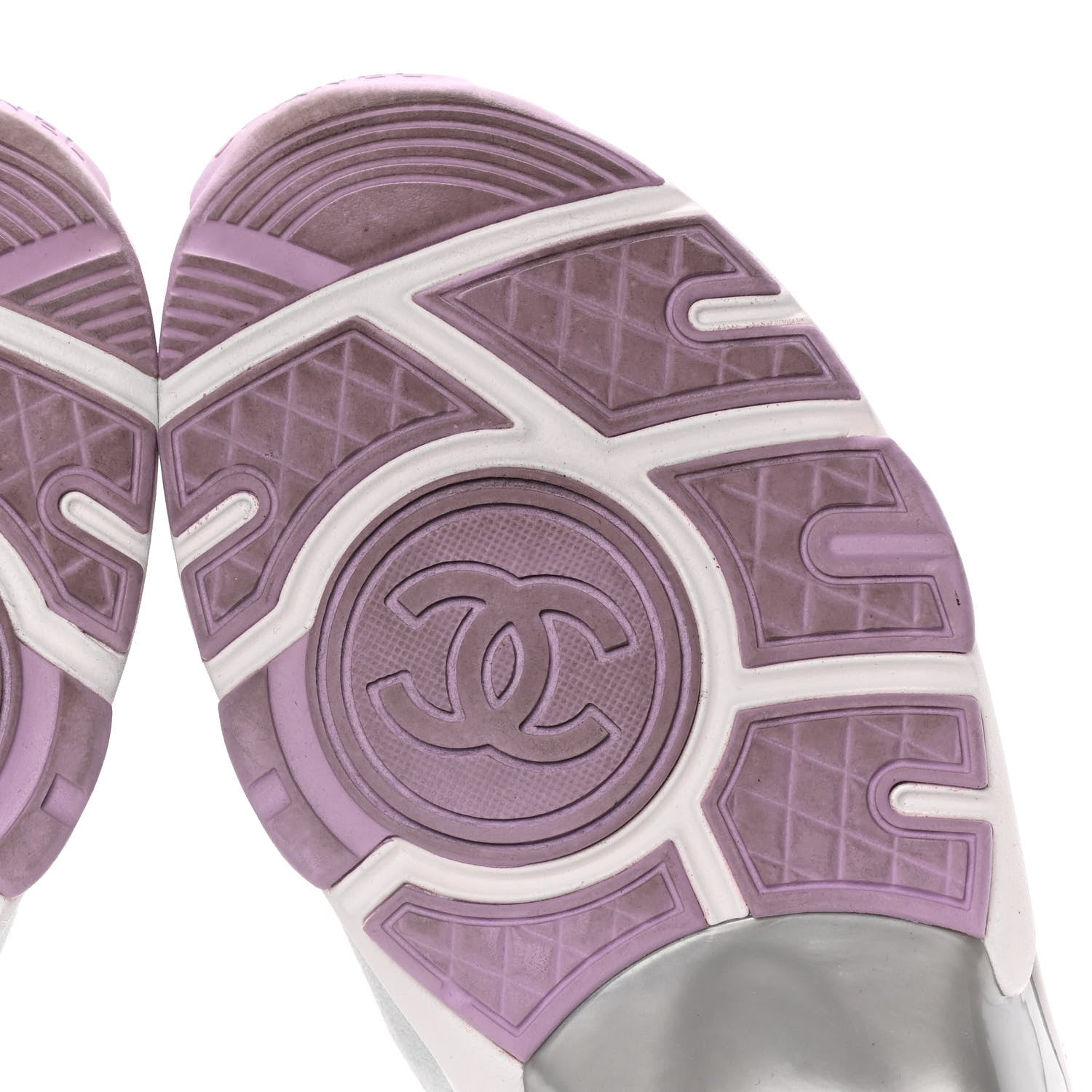 Chanel Nylon Lambskin Suede Calfskin CC Sneakers 37 Green Purple Pink 8 of 12