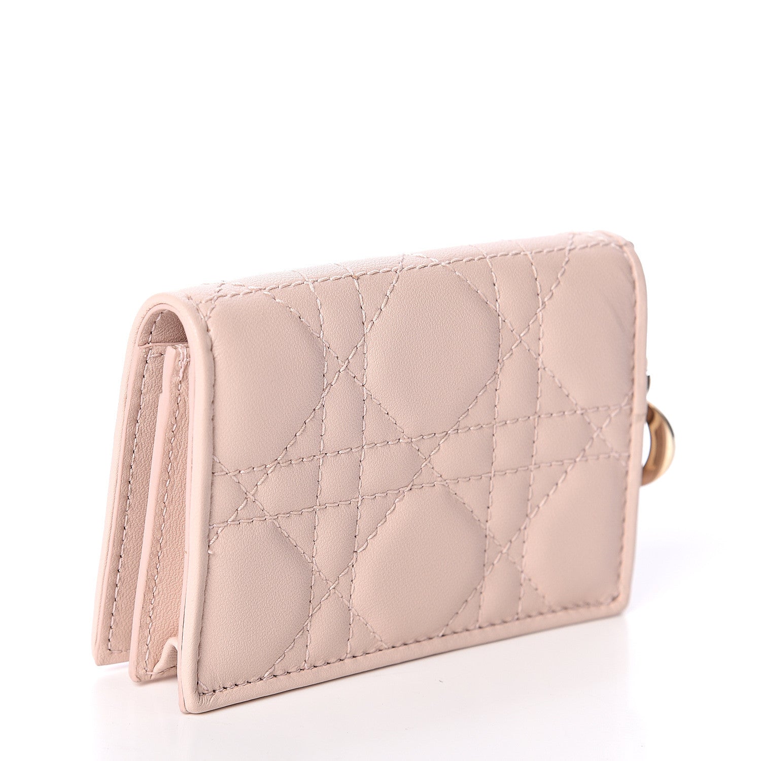 Christian Dior Lambskin Cannage Small Lady Dior Flap Card Holder Light Pink 2 of 5