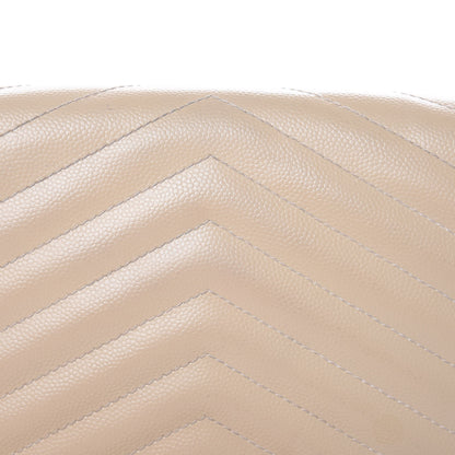 Saint Laurent Grain De Poudre Matelasse Chevron Monogram Chain Wallet Deep Beige 14 of 18