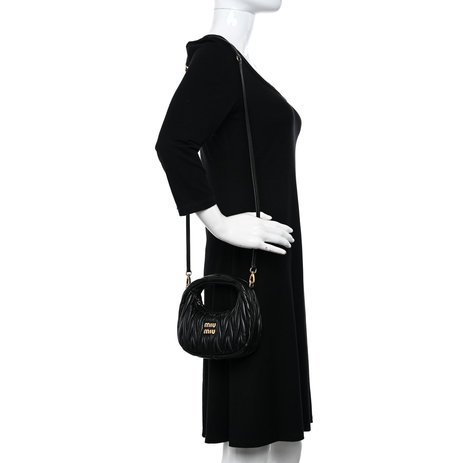 Miu Miu Nappa Matelasse Mini Wander Hobo Black 2 of 10