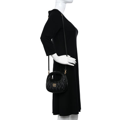 Miu Miu Nappa Matelasse Mini Wander Hobo Black 2 of 10