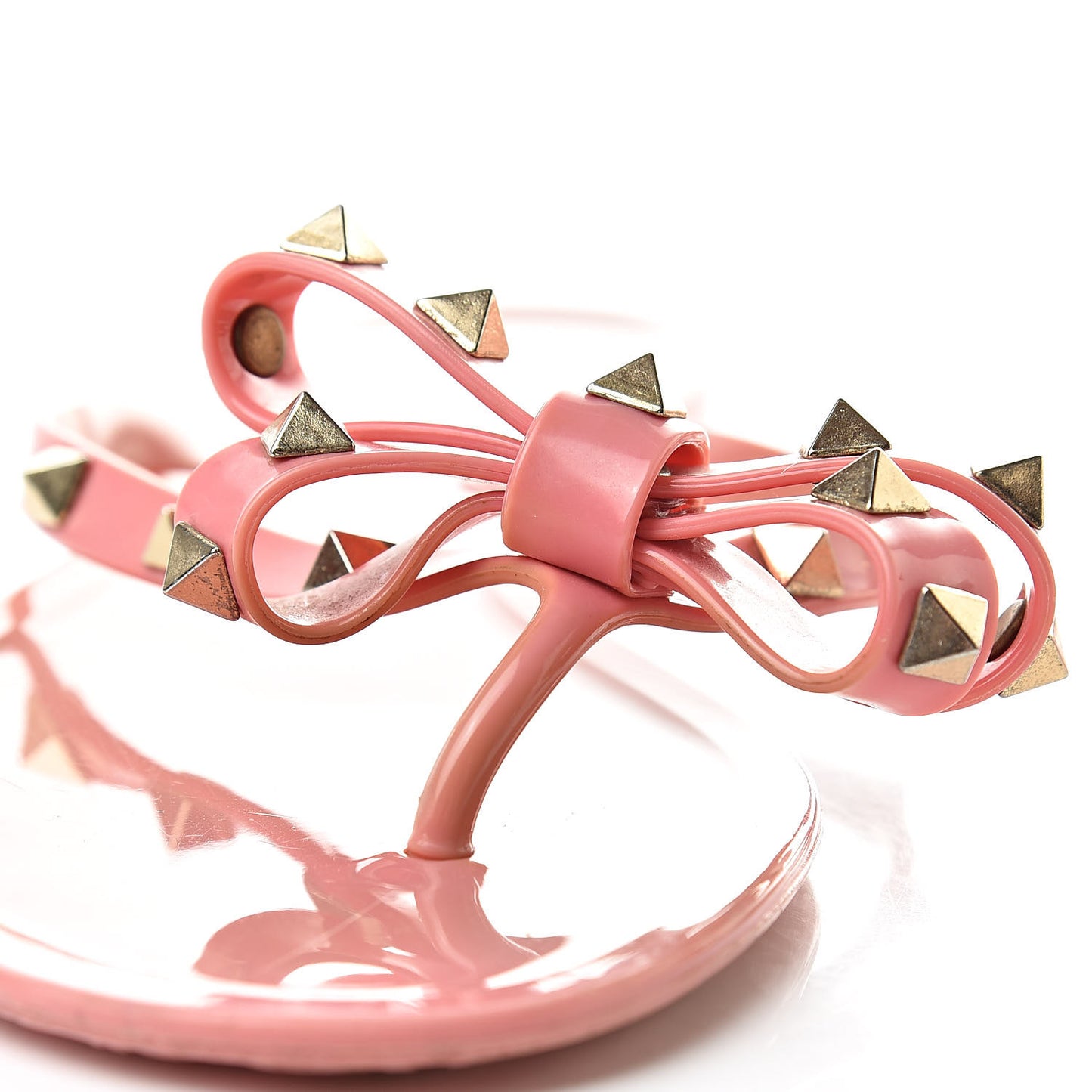 PVC Jelly Rockstud Bow Thong Sandals 39 Pink