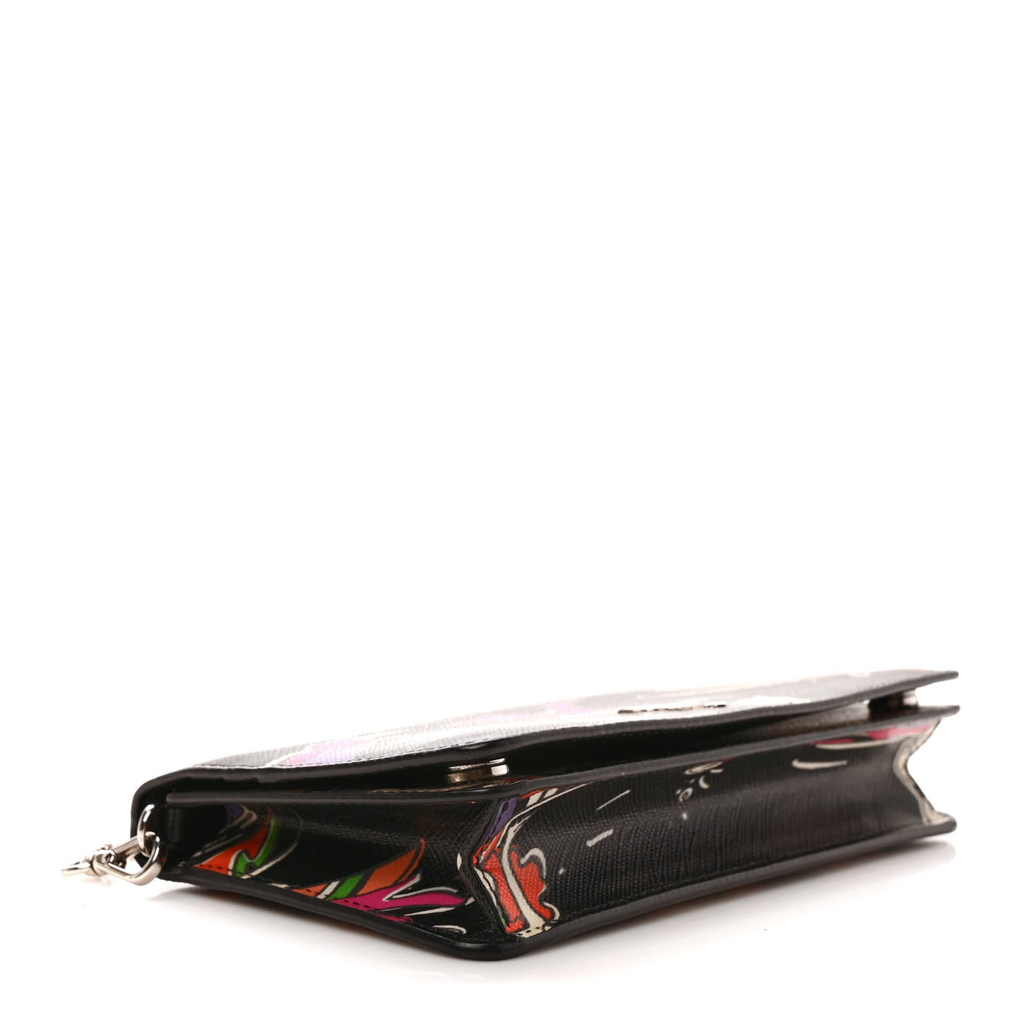 Saffiano Surfing Print Chain Wallet Black Multicolor