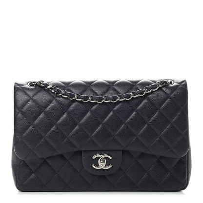 Chanel Caviar Quilted Jumbo Double Flap Navy Blue 1 of 15