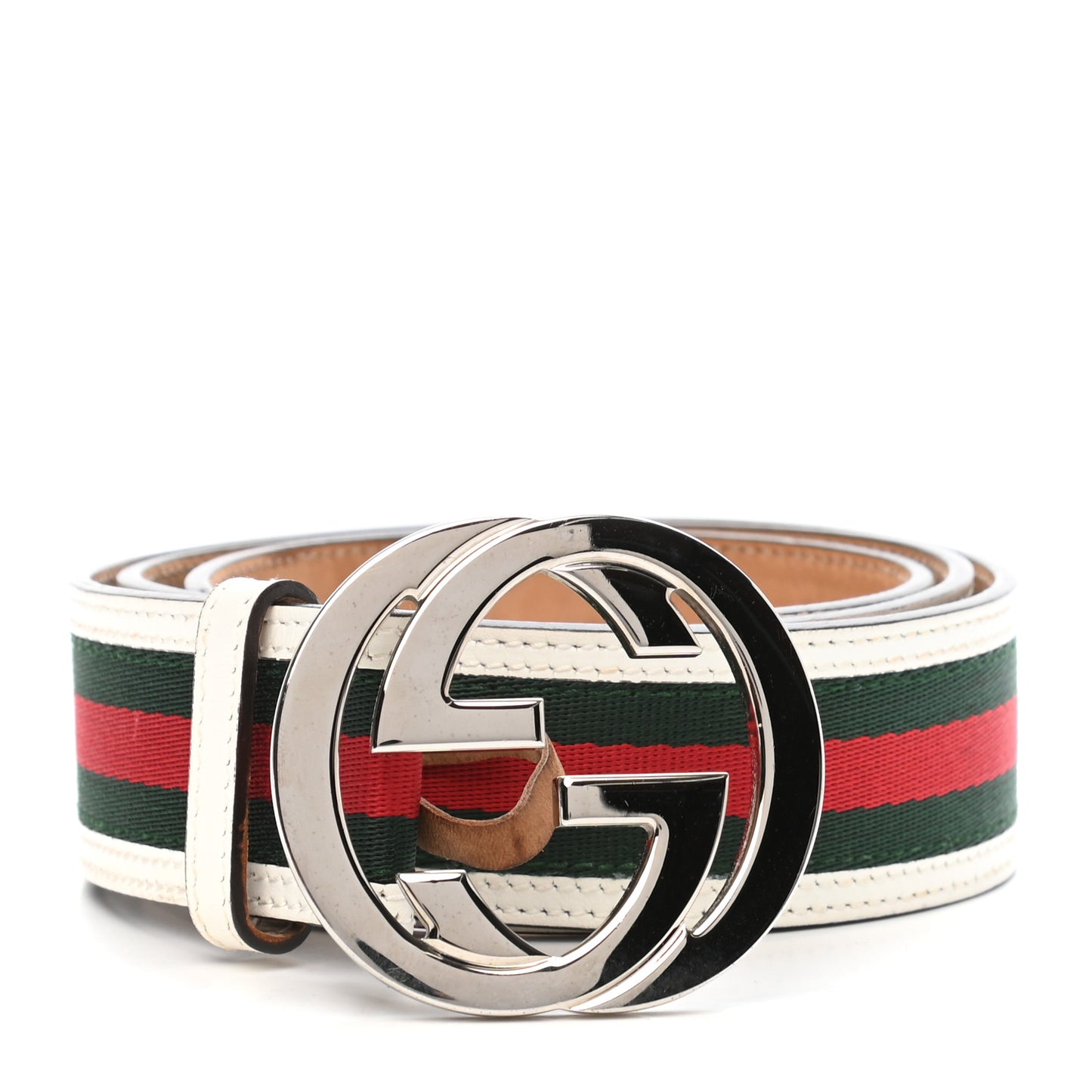 Calfskin Web Interlocking G Belt 95 38 White