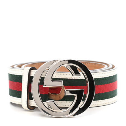 Gucci Calfskin Web Interlocking G Belt 95 38 White 1 of 5