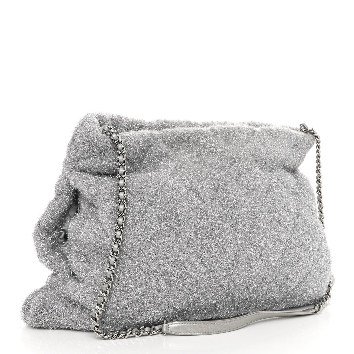 Lurex Knit Medium Pluto Glitter Tote Silver