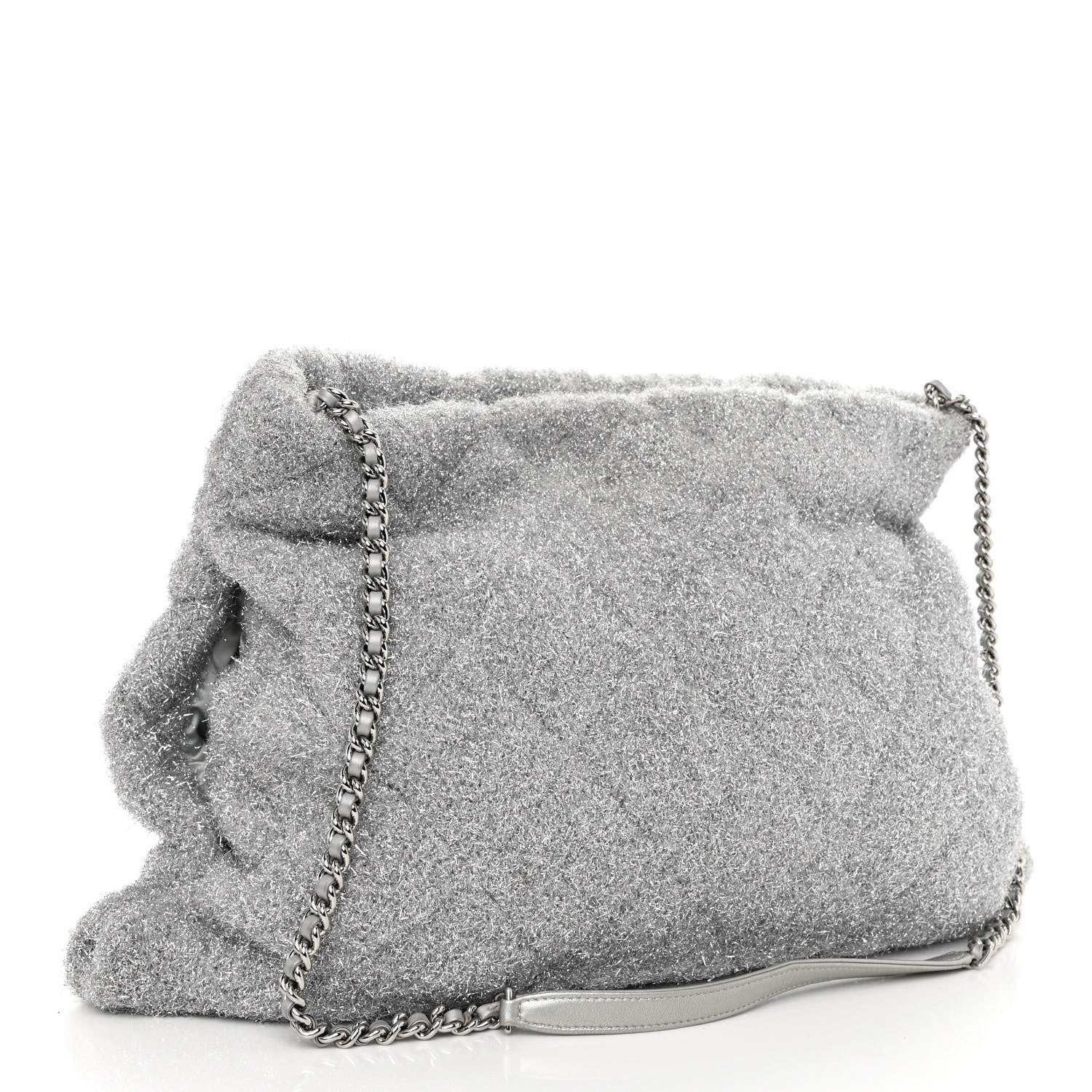 Chanel Lurex Knit Medium Pluto Glitter Tote Silver 3 of 14